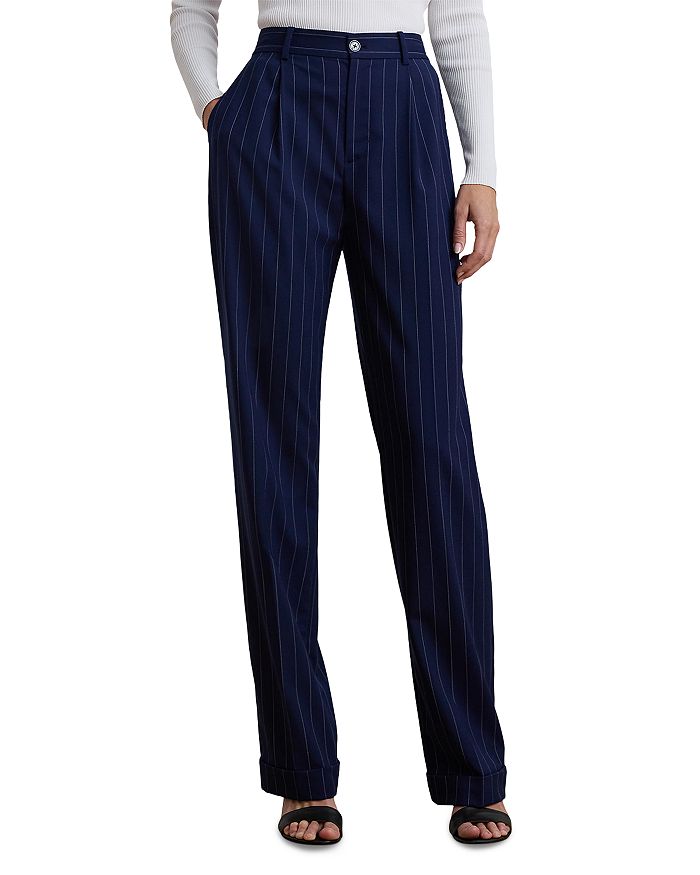 

Брюки из шерстяной смесовой саржи в тонкую полоску Ralph Lauren, синий