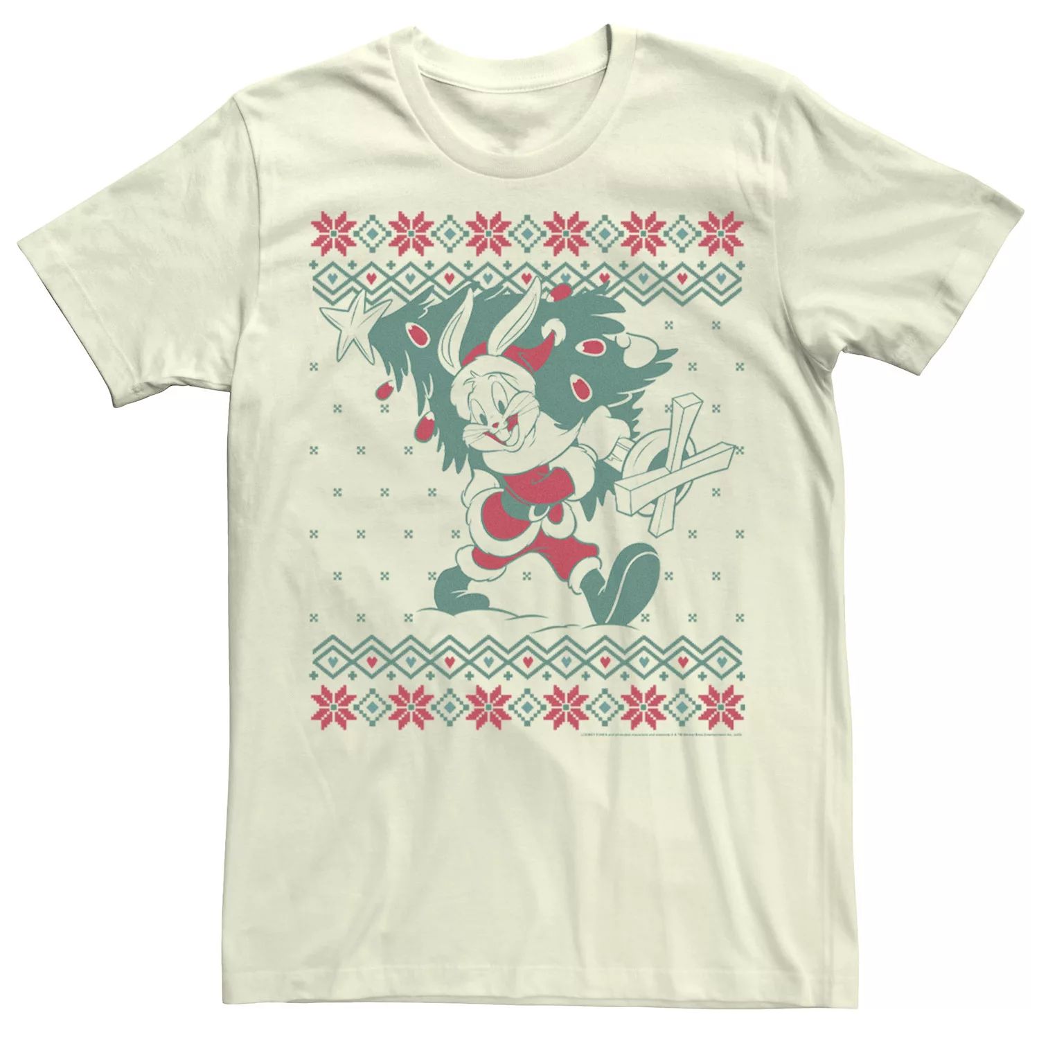 

Мужская футболка-свитер с рисунком Looney Tunes Christmas Bugs Bunny Ugly Sweater Tee Licensed Character