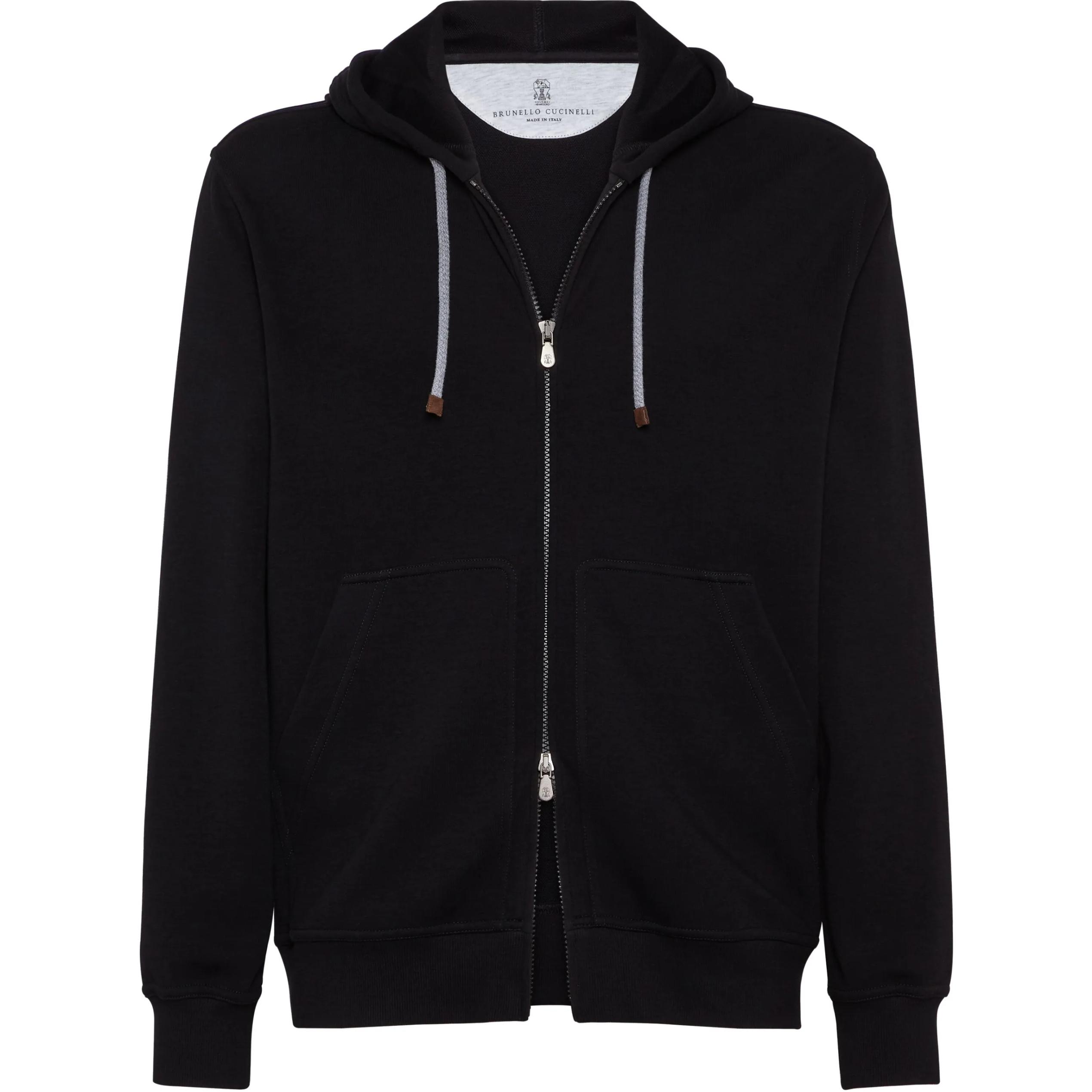 

Brunello Cucinelli Застегивающаяся на молнию худи со шнурком, Black