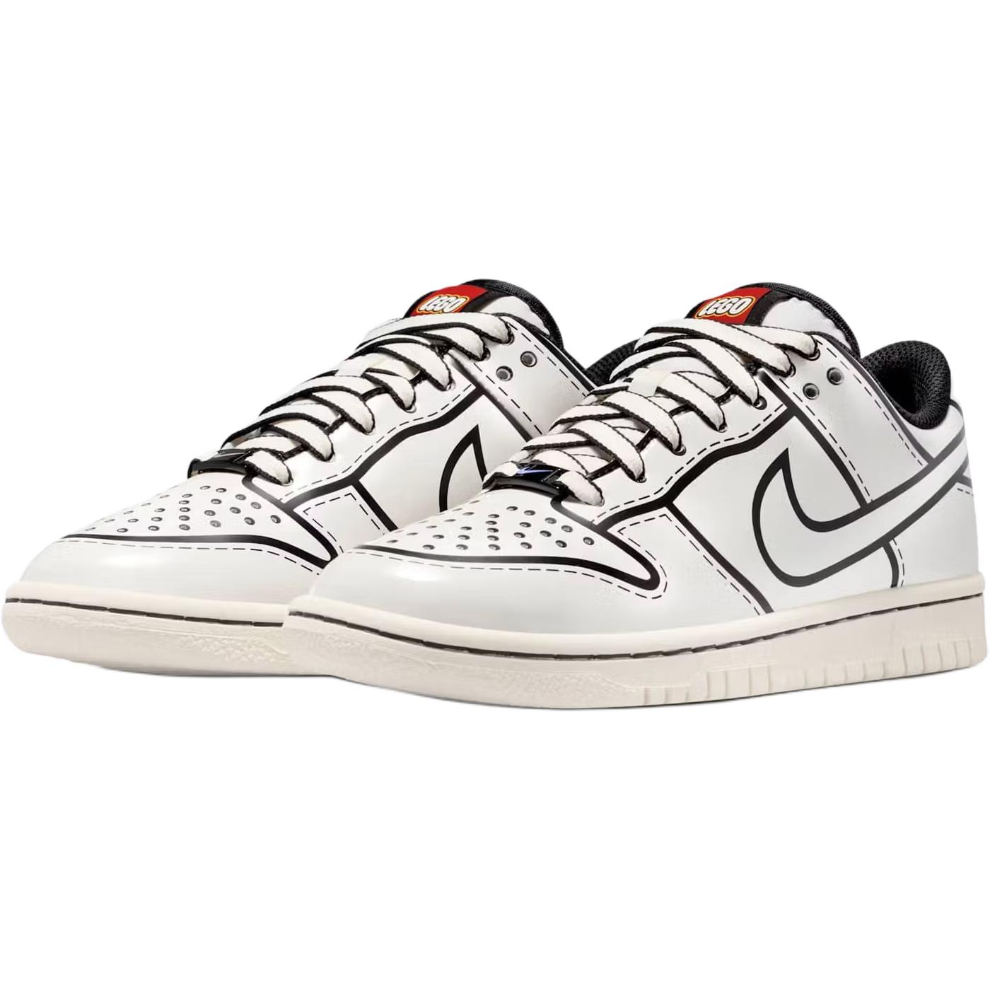 Nike Детские кроссовки для скейтбординга LEGO x Dunk, устойчивые к истиранию, черные, белые, для детей от 3 до 7 лет — фото 4