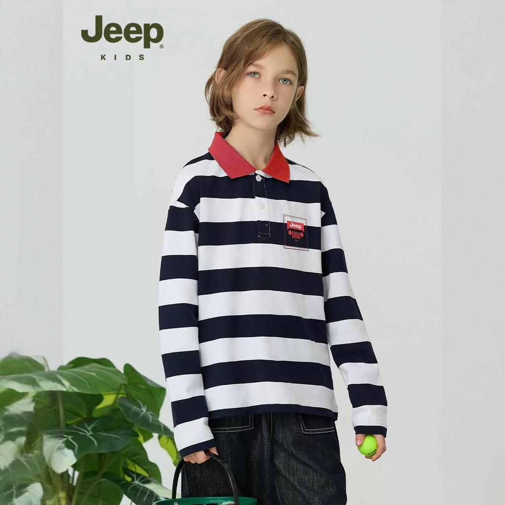 Футболка с лацканом Grade School Moderate Jeep, синий, белый — фото 4