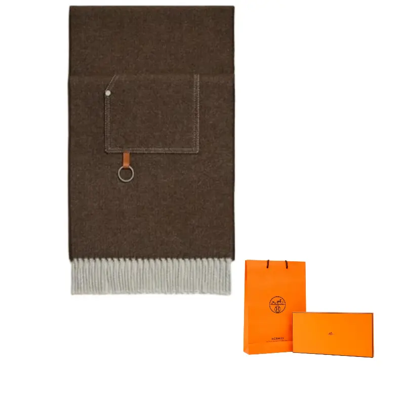 

HERMES Кашемировый вязаный шарф женский коричневый, Brown
