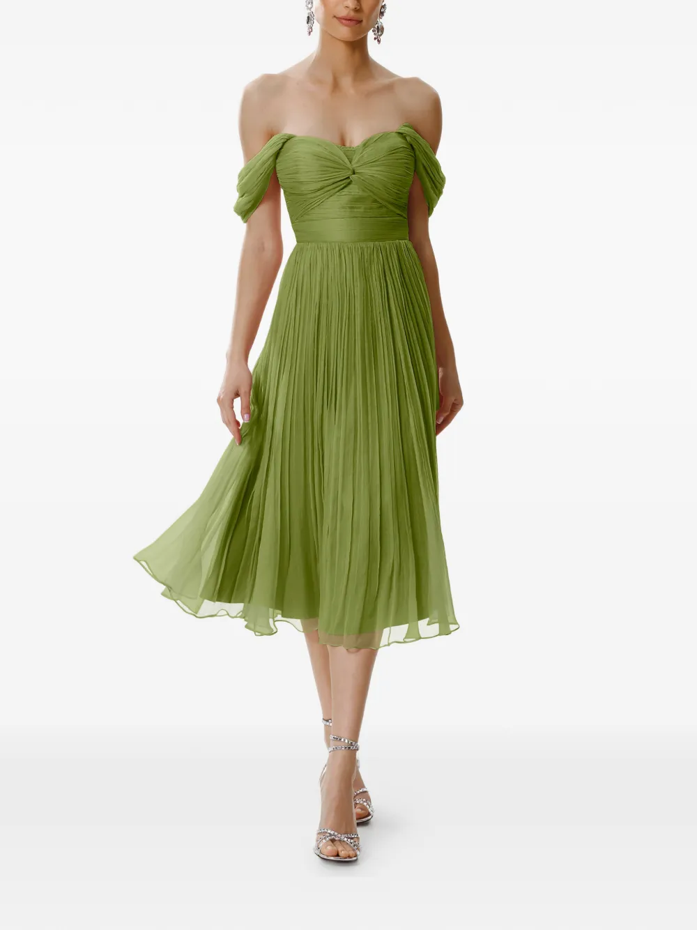 

Платье миди Kaly с плиссировкой и открытыми плечами Framboise, зеленый