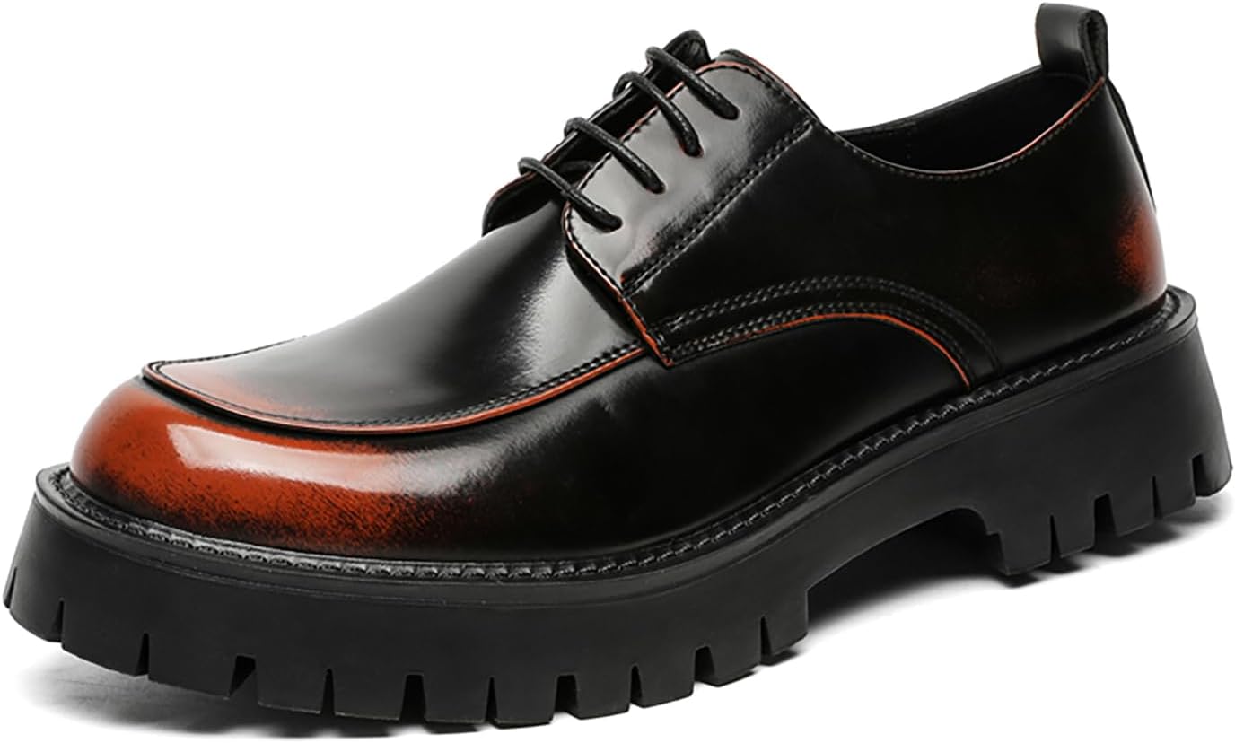 

Мужские классические кожаные оксфорды на платформе, винтажные, удобные, с круглым носком, шнуровкой и рифленой подошвой, дерби для работы, свадьбы и вечеринок Nxnbhsl, черный