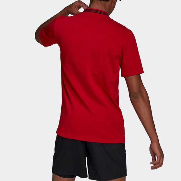 Футболка adidas Manchester United Soccer/Football Sports Solid Color Short Sleeve Polo Shirt Red, мультиколор — фото 3