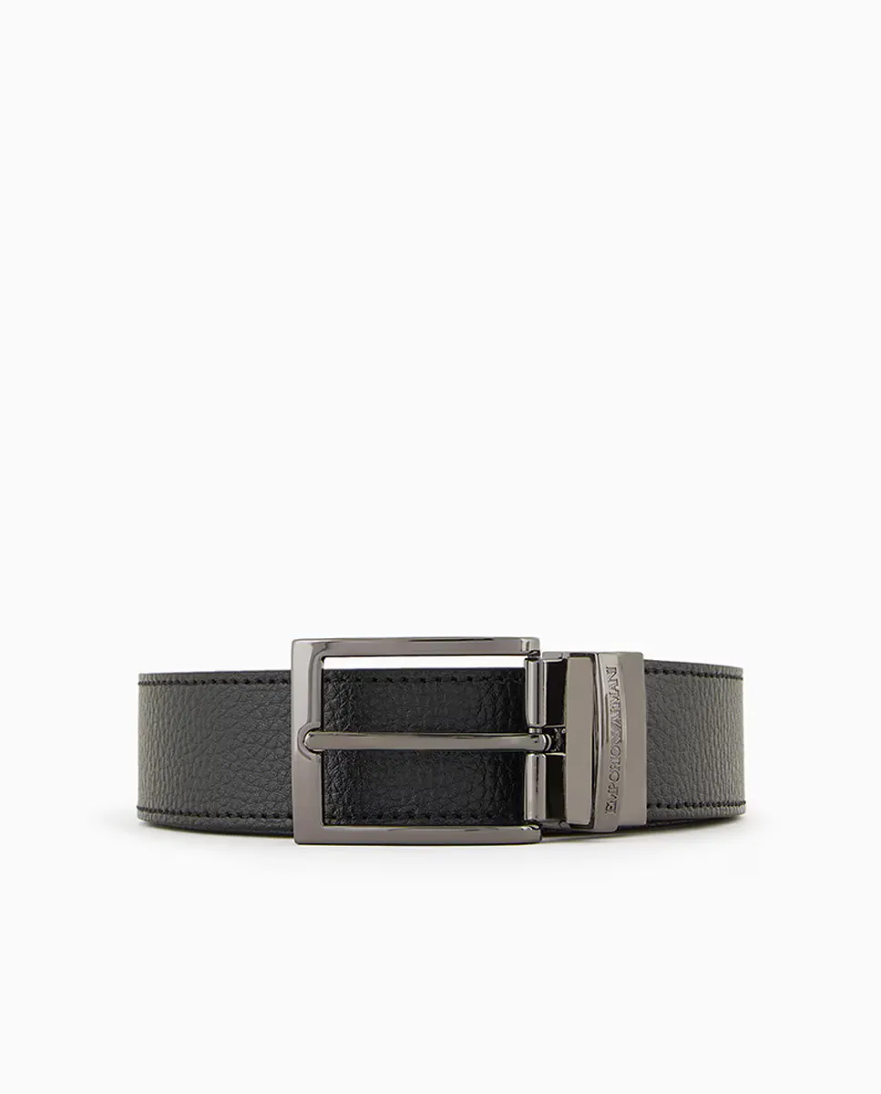 

Мужской двусторонний кожаный ремень Emporio Armani, черный