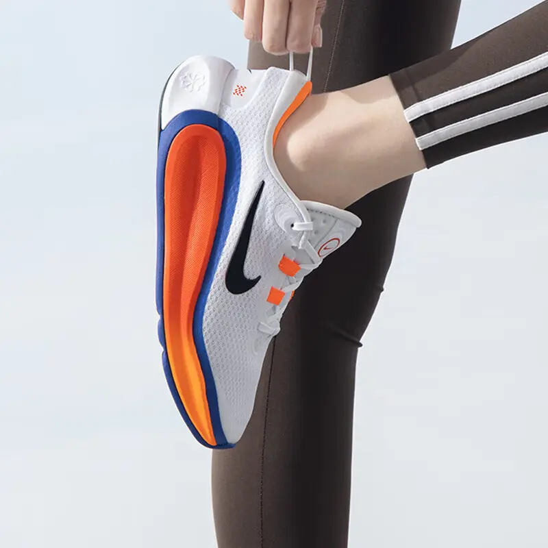 Nike Кроссовки детские с низким верхом, противоскользящие, дышащие, белые, оранжевые — фото 3