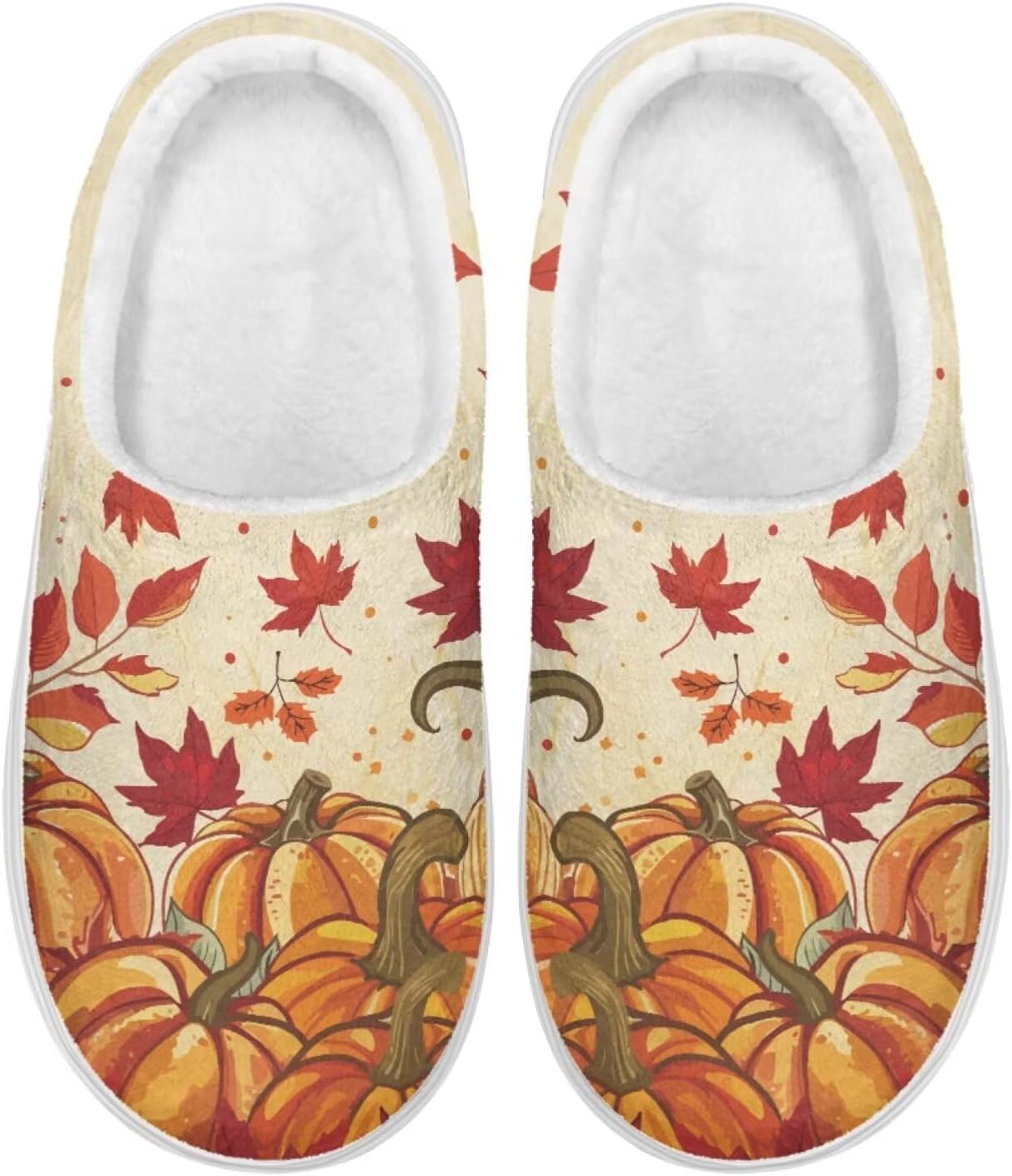 

Домашние тапочки из пенной мемори-пены Pynewomyt для женщин и мужчин, осенние тапочки для дома и отеля, с закрытым носком, для спальни, для использования в помещении, Maple Leaf Pumpkin