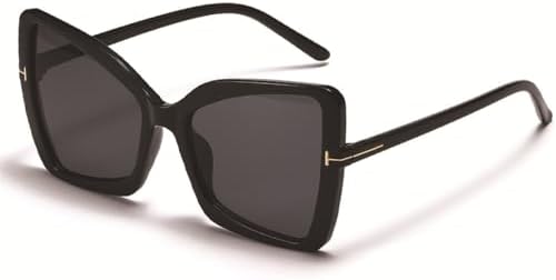 

Солнцезащитные очки в ретро-стиле с большой оправой 2027 года для женщин, модные солнцезащитные очки увеличенной формы для мужчин с защитой от УФ-излучения UV400 MTZJH, Black Grey