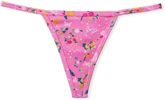 Трусики-стринги Victoria's Secret розового хлопка с V-образным вырезом, разноцветные, новые, Multicolor/Pink — фото 3