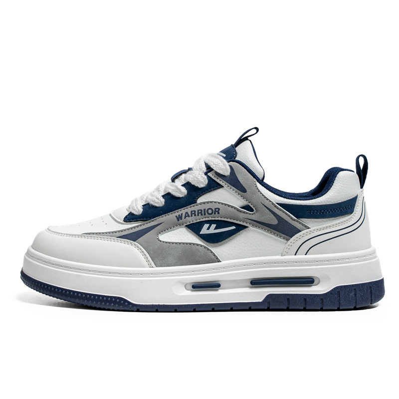 

Амортизирующие, износостойкие, дышащие, низкие кроссовки для скейтбординга для мужчин WARRIOR, White Gray Blue