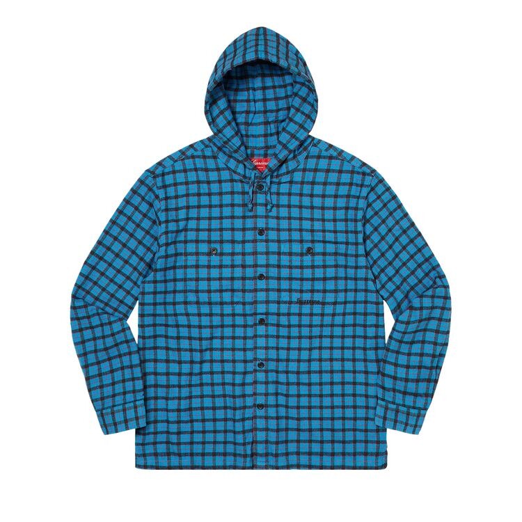 

Рубашка Supreme Mini Plaid Hooded Shirt Blue, синий