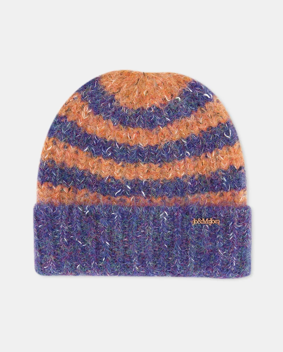 

Вязаная шапка в полоску Jo & Mr. Joe, синий