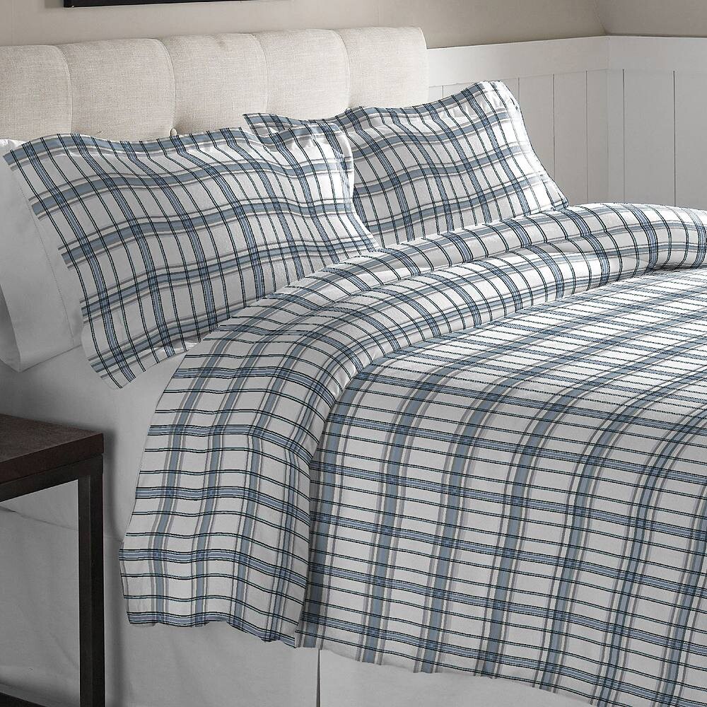 

Комплект пододеяльников из плотной фланели Pointehaven, цвет Blue Plaid
