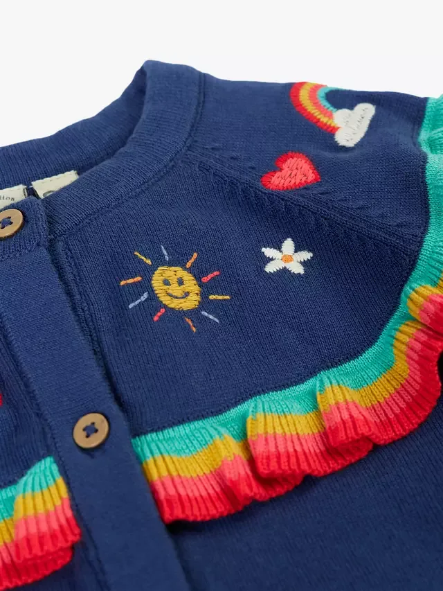 Детский кардиган Romi с оборками, темно-синий/радужный Frugi — фото 4