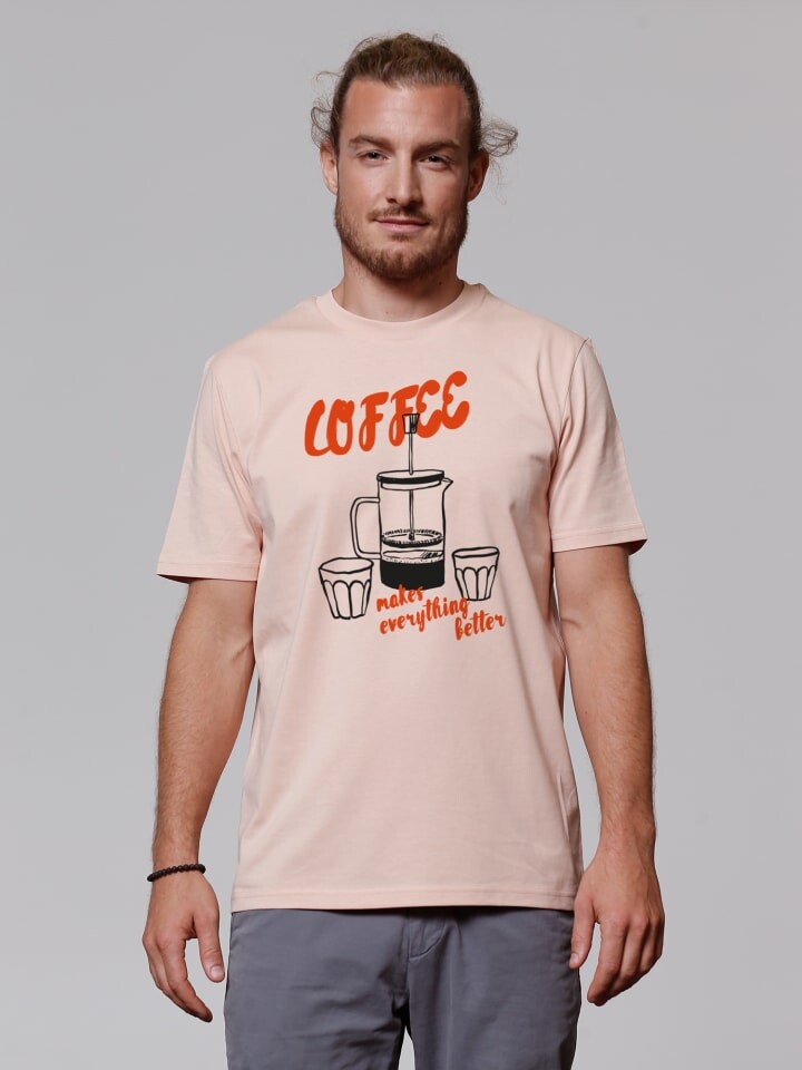 

Футболка wat Apparel T-Shirt Coffee makes everything better, цвет Fraiche Peche
