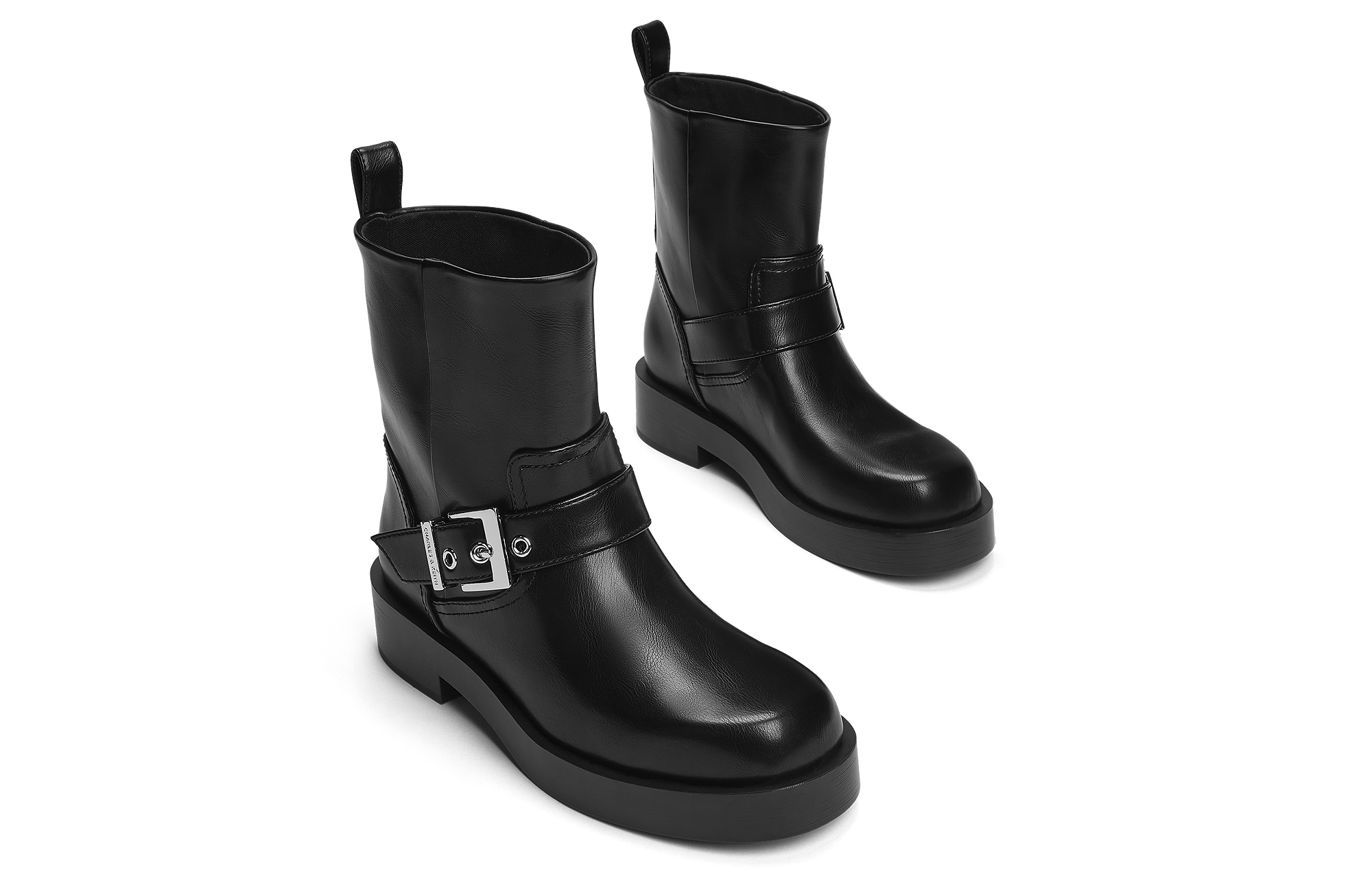 CHARLES&KEITH Маленькие черные женские полусапожки CK на каблуке 4 см, цвет Black — фото 3