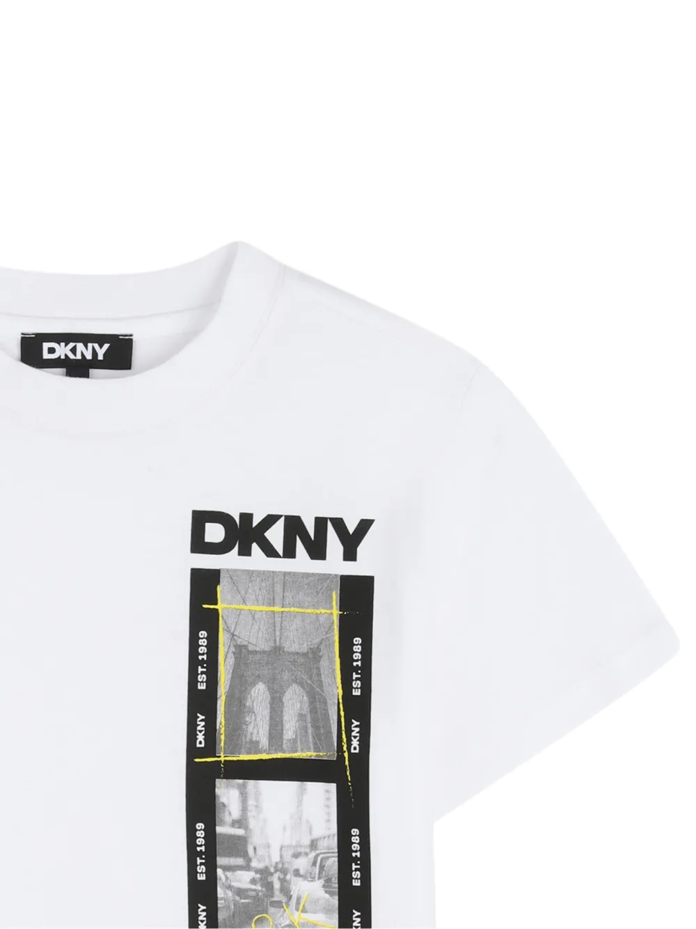 Футболка с графичным принтом Dkny Kids, белый — фото 3