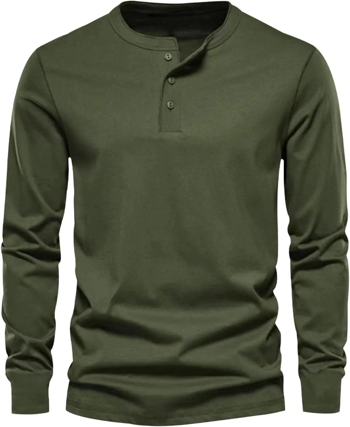 Мужская футболка-поло с длинным рукавом Casual Lightweight 3-Button, однотонная, мягкая базовая модель, модная рубашка для осени Generic, зеленый