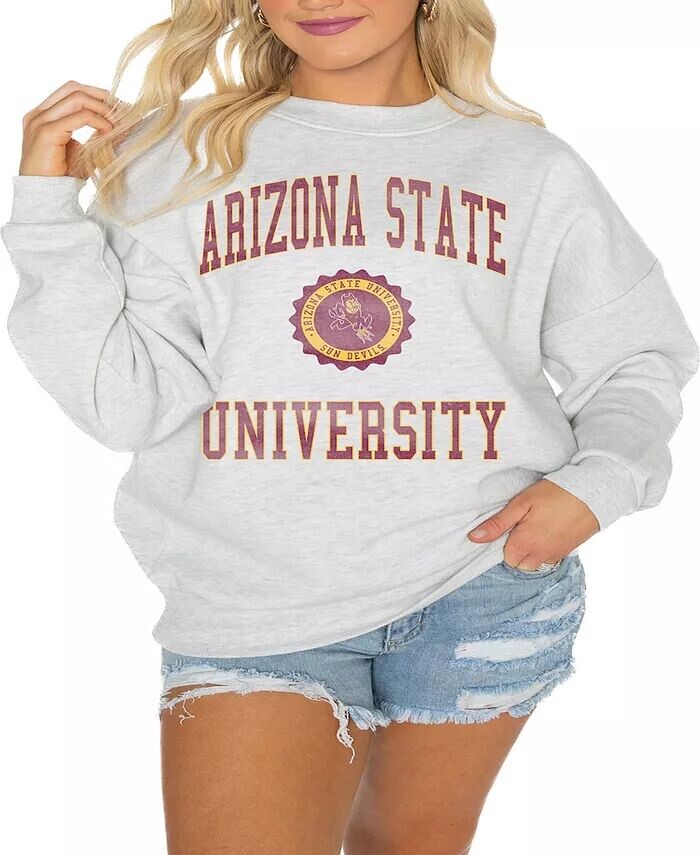 

Женская флисовая толстовка-пуловер Steel Arizona State Sun Devils Good Vibes Premium с заниженными плечами Gameday Couture
