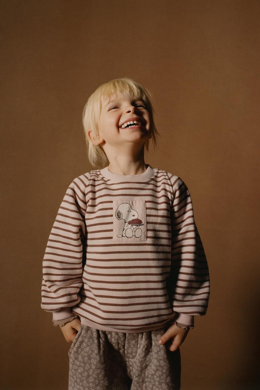 

Полосатая кофта snoopy peanuts ZARA, пастельно-розовый