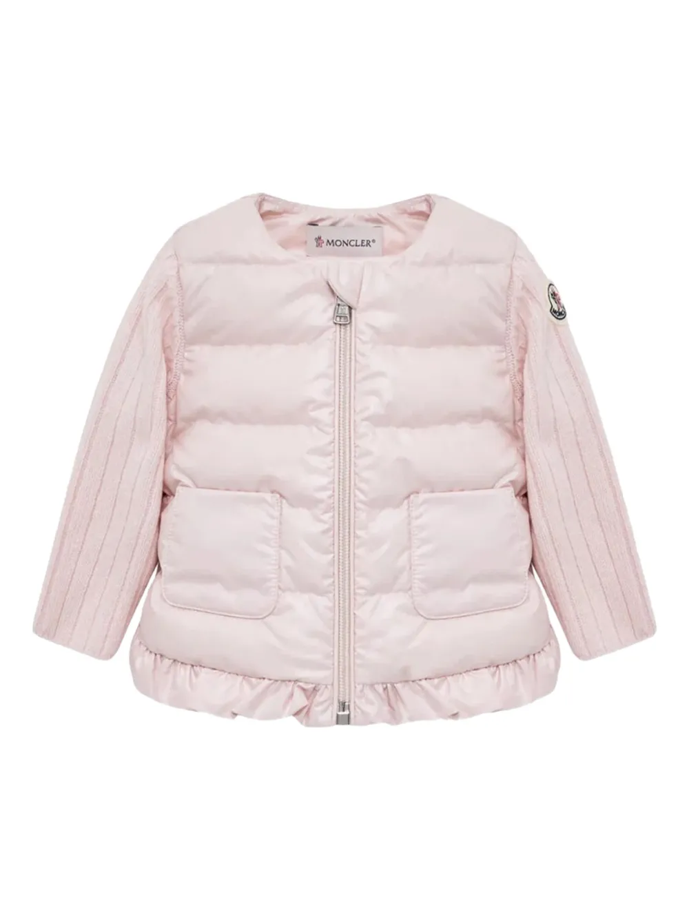 

Стеганая куртка с оборками Moncler Enfant, розовый
