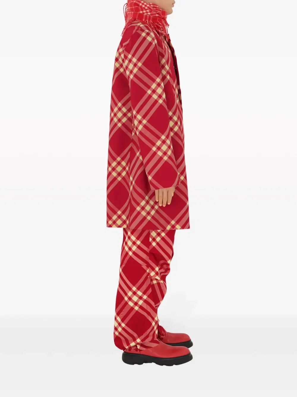 Брюки-карго Burberry широкие клетчатые, с фирменным мотивом рыцаря-всадника, красно-кирпичные — фото 3