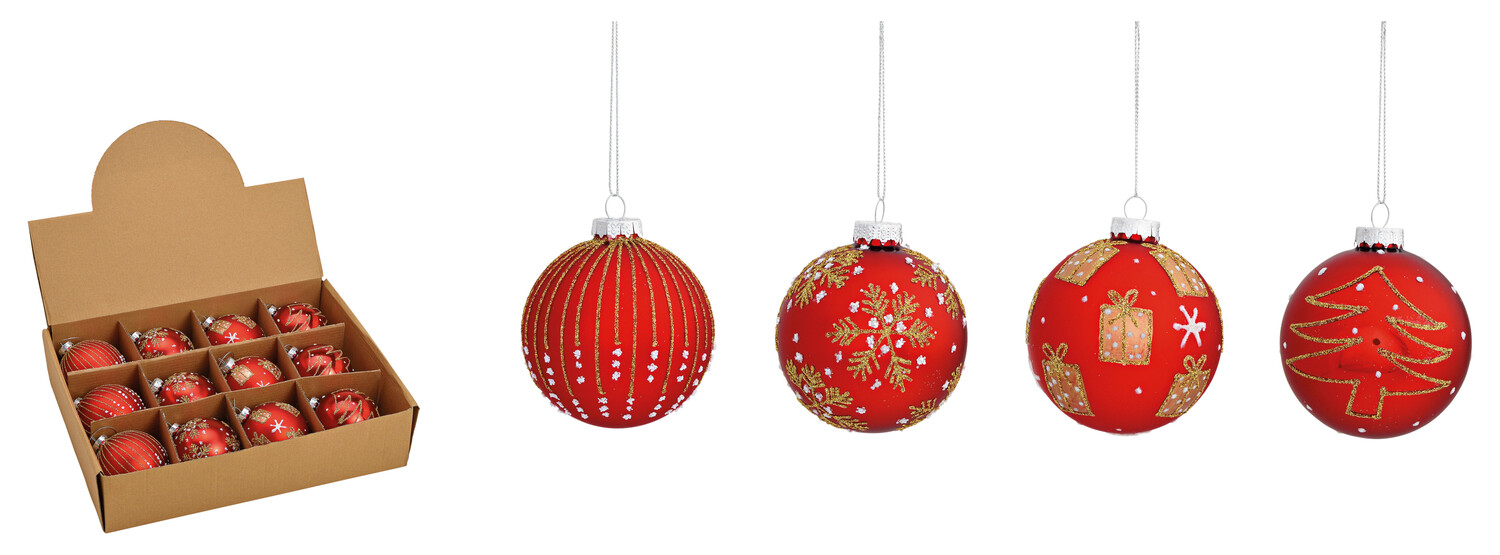 

Набор рождественских шариков X-Mas, 8 см, красный/золотой