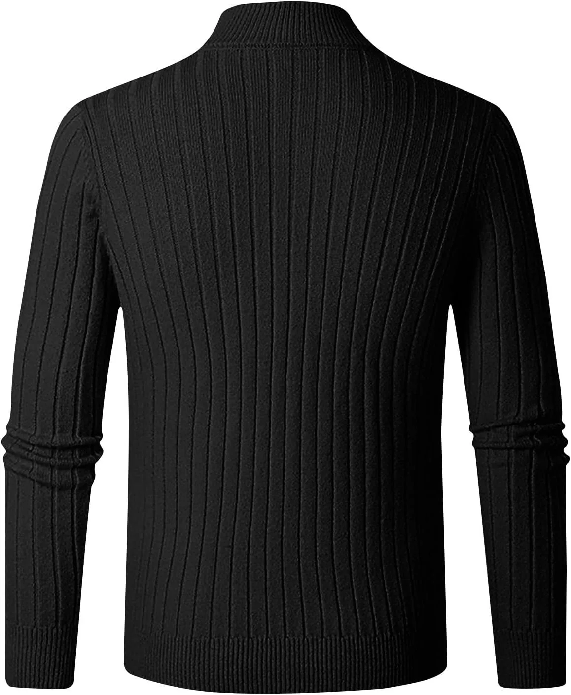 Мужской свитер с четвертью молнии Slim Fit, вязаный, с длинными рукавами и воротником-стойкой — фото 2