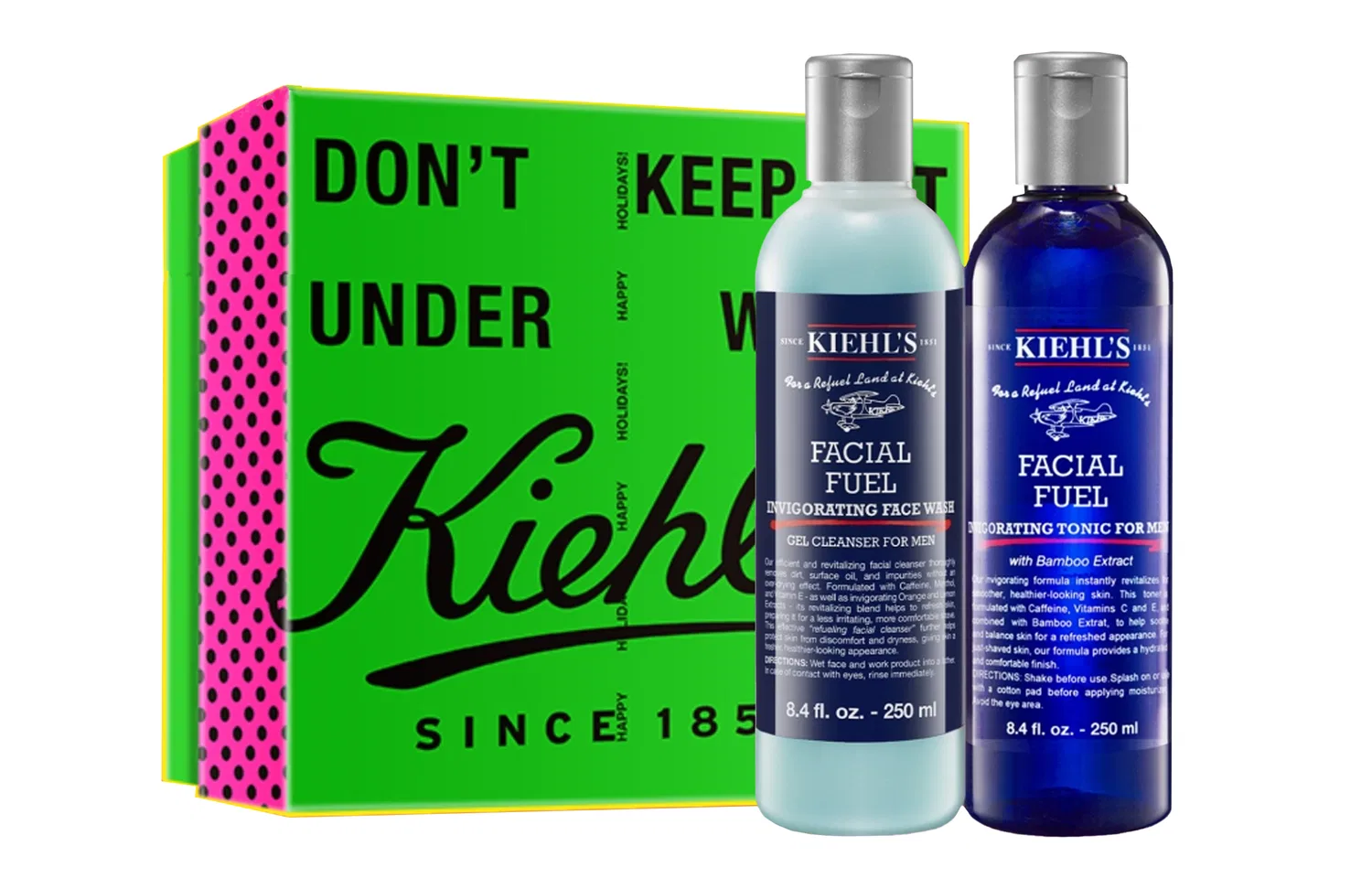 Набор для ухода за кожей Kiehl's Men's Active Cleanser Gel 250ml + Men's Active Toner 250ml