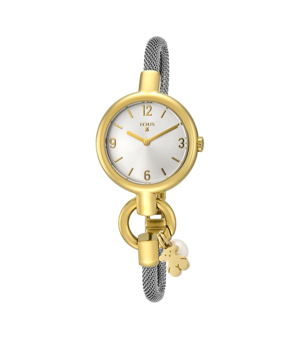 

Женские часы Hold Charms со стальной сеткой и золотыми деталями Tous, серебро