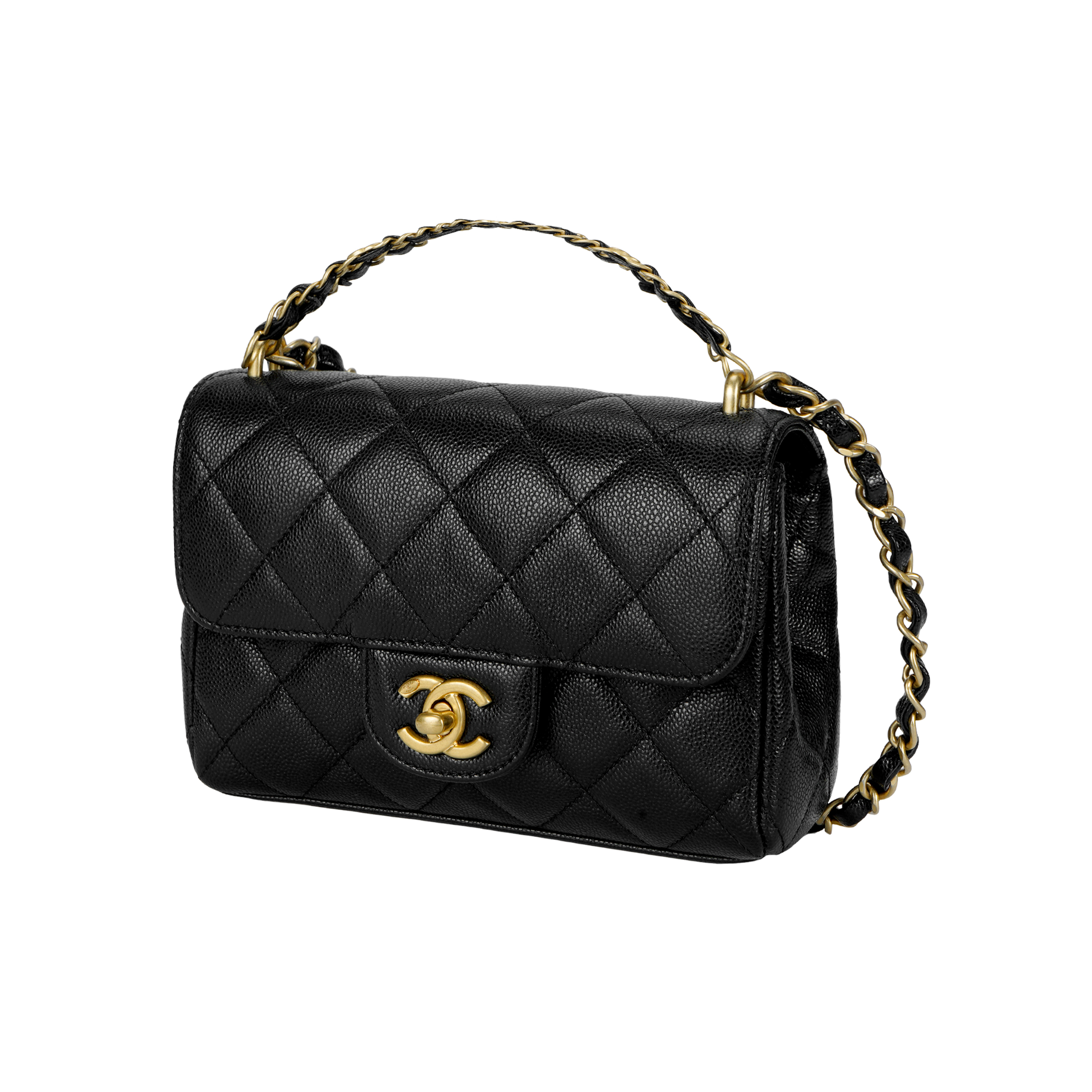CHANEL Миниатюрная черная женская сумка через плечо из тисненой телячьей кожи — фото 2