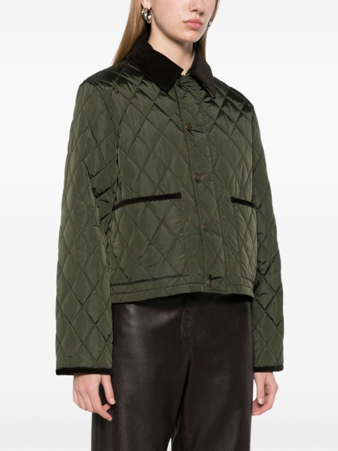 Стеганая куртка Burberry, зеленый — фото 3