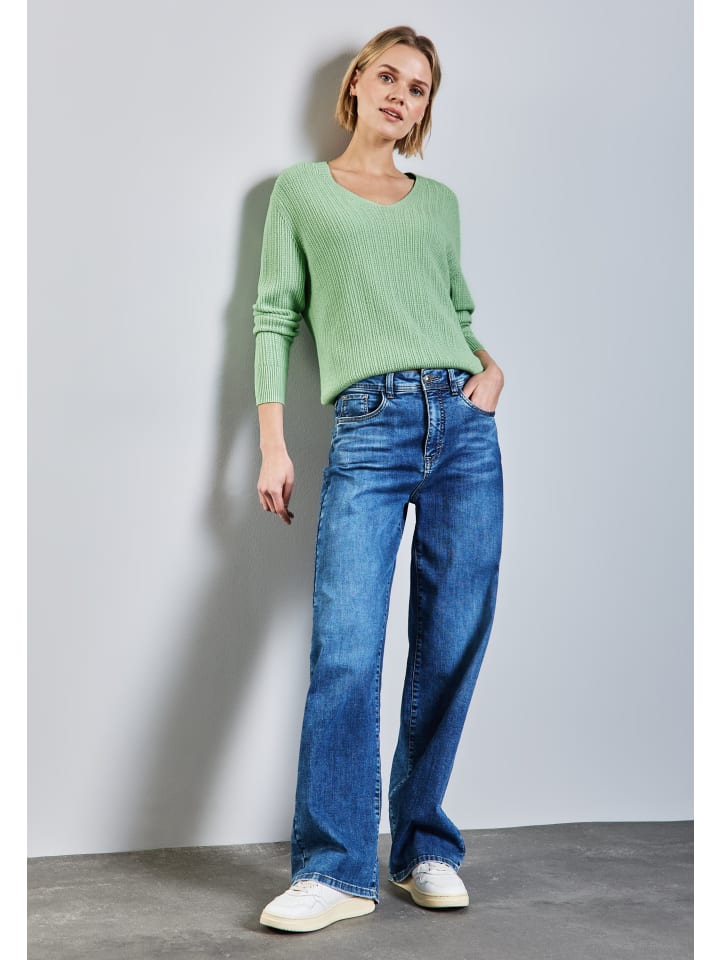 

Street One Уютный свитер с V-образным вырезом, зеленый