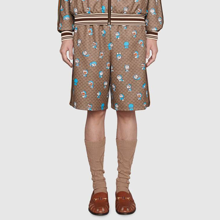 Шорты Gucci x Doraemon Fujiko-Pro, коллекционная серия, коричневый — фото 2