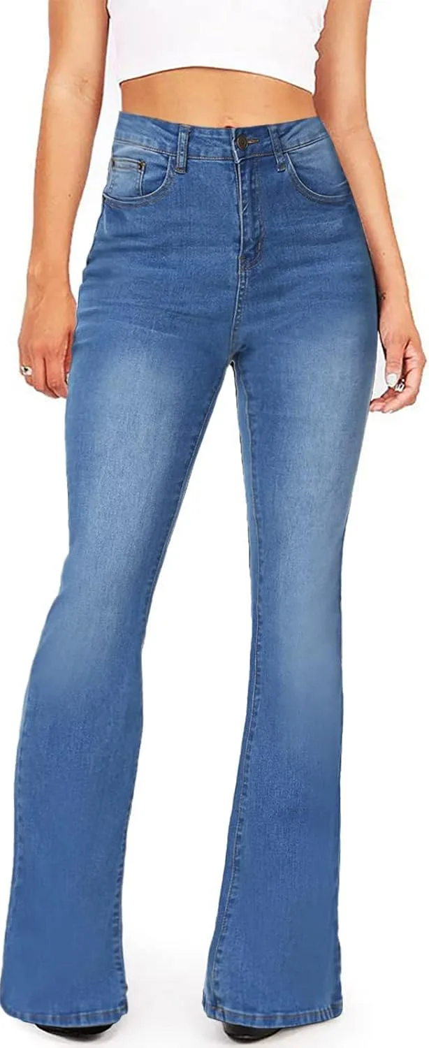 

BISUAL женские черные джинсы bell bottom high waisted с потертостями