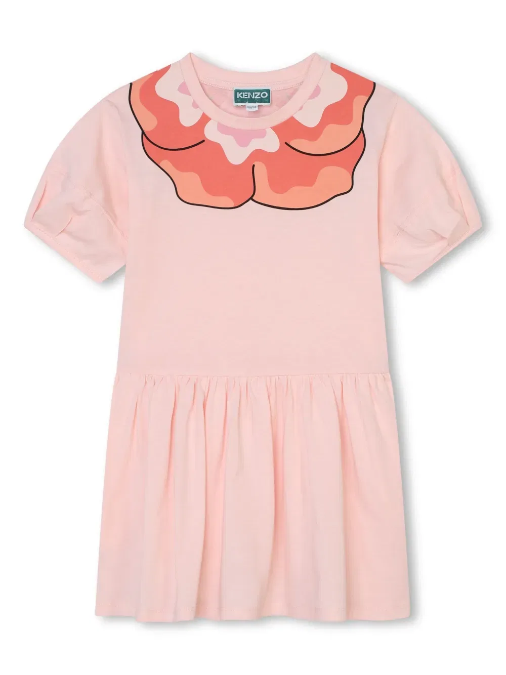 Платье из органического хлопка с цветочным принтом Kenzo Kids, розовый