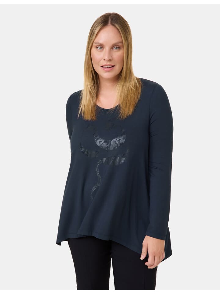 

Лонгслив SAMOON T-Shirt Langarm Rundhals, цвет Dark Lake Blue gemustert
