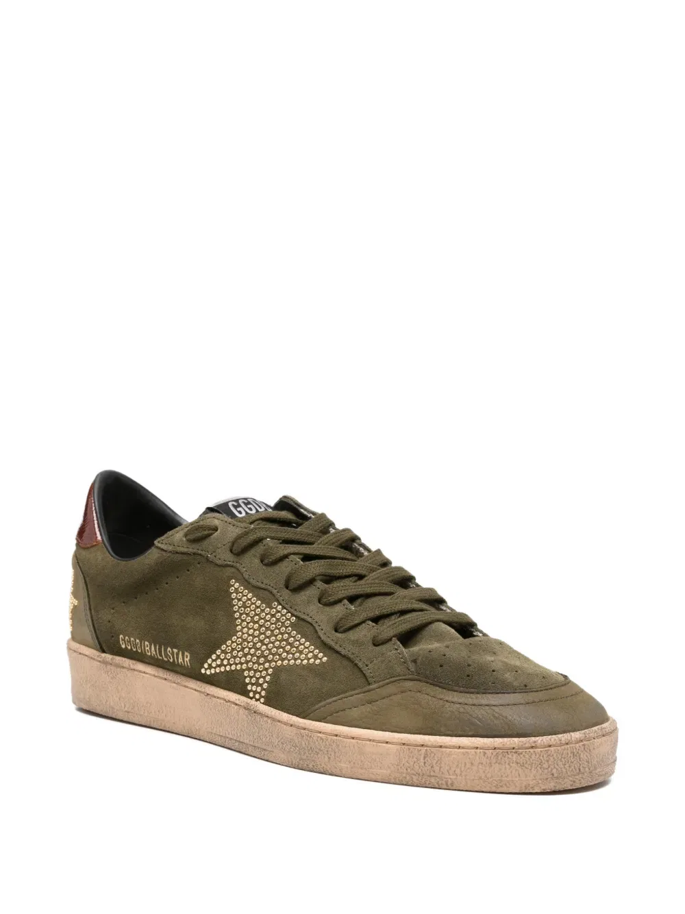 Кроссовки, украшенные звездами Golden Goose, зеленый — фото 2