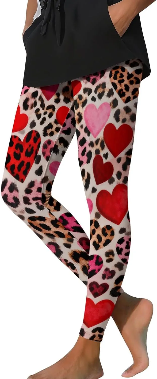 

Женские леггинсы Valentines с принтом в виде сердец, High Waist