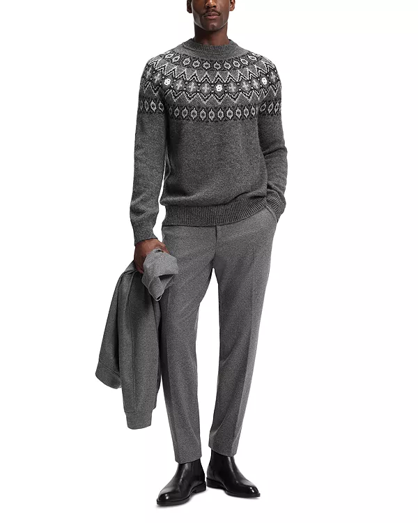 Свитер Hisle свободного кроя с узором Fair Isle Boss, серый — фото 2