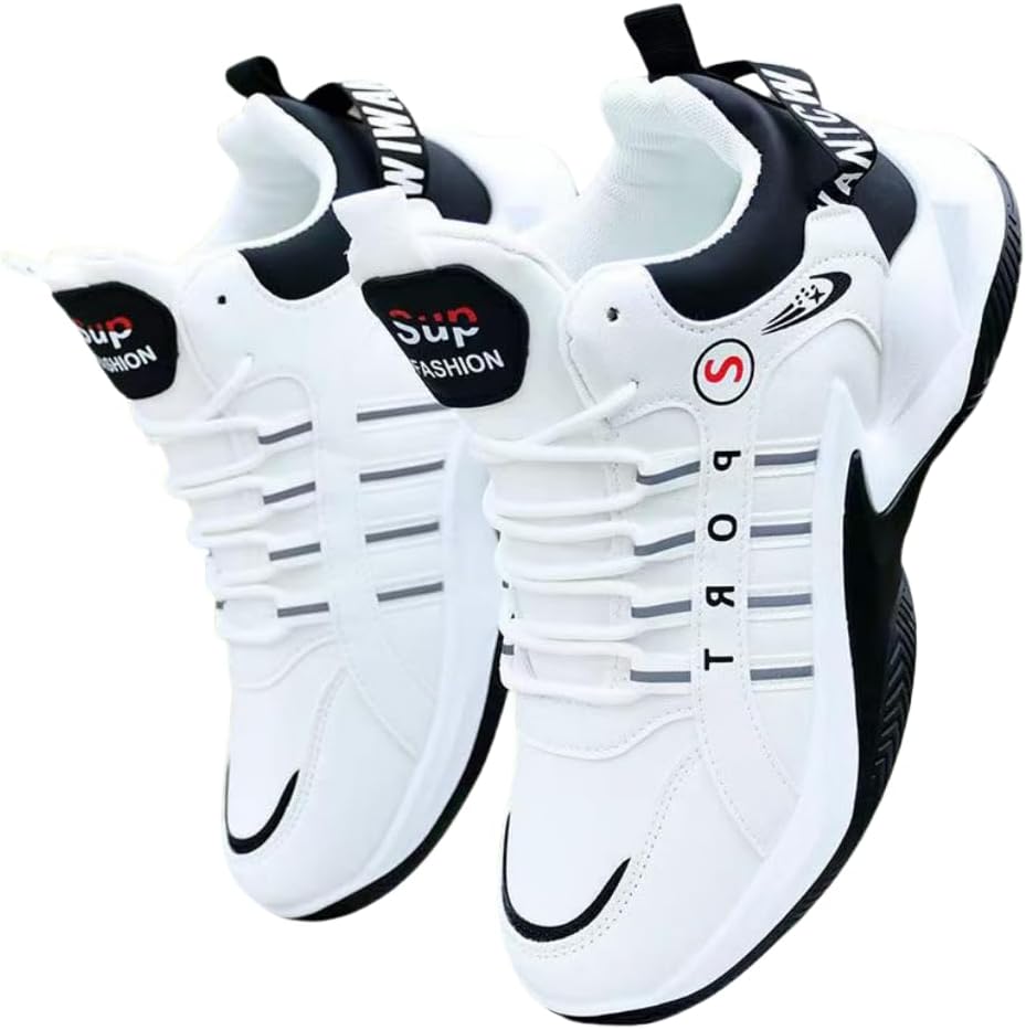 

Мужские кроссовки Hhhchpm с шнуровкой, спортивная обувь, поглощающая удары и дышащая обувь для бега, баскетбола и тренировок в зале, белый/черный