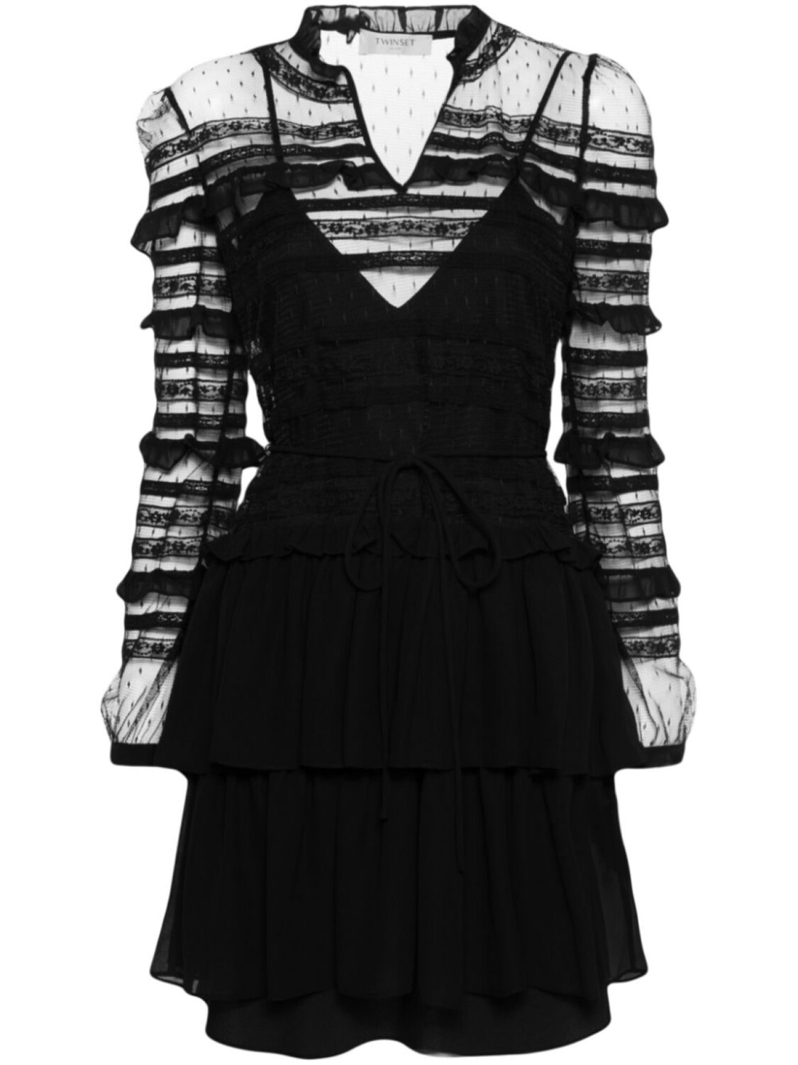 

TWINSET платье мини с оборками, черный