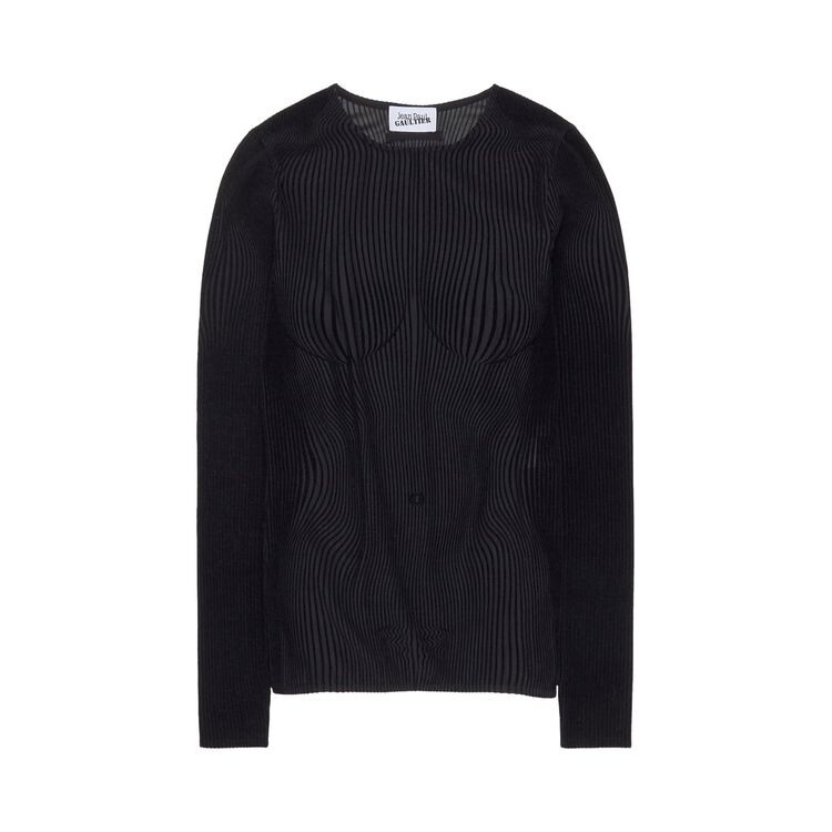 

Топ Jean Paul Gaultier Morphing Pinstripes Long-Sleeve Top Black, черный