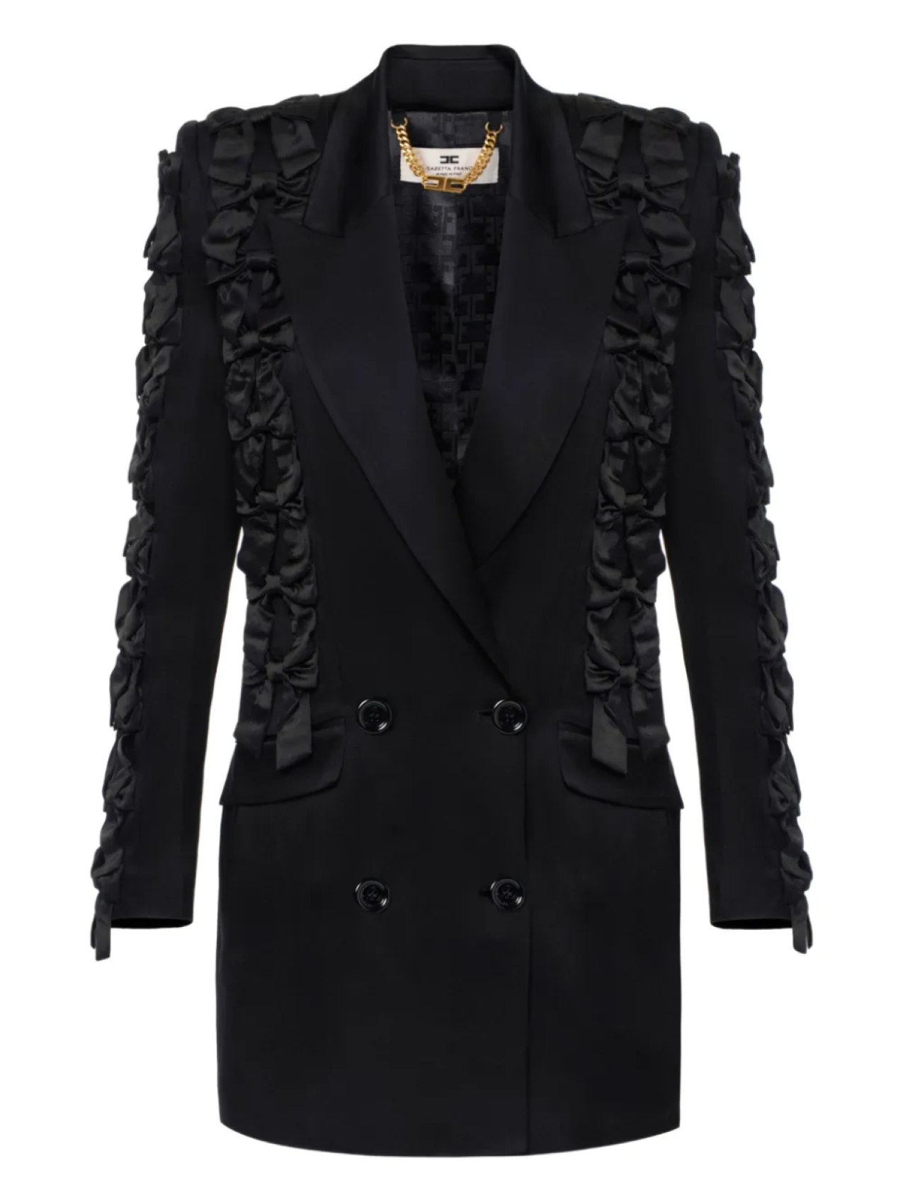

Двубортное платье-блейзер с оборками Elisabetta Franchi, черный