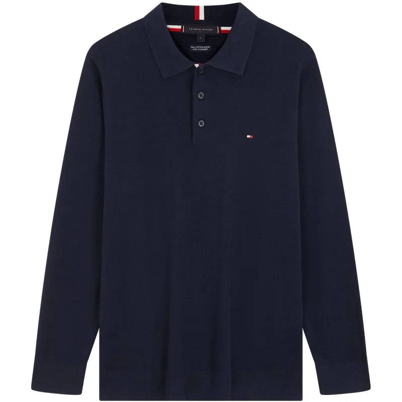 Tommy Hilfiger Knitwear Men's Polo Collar Moderate Others, Navy Blue DW5