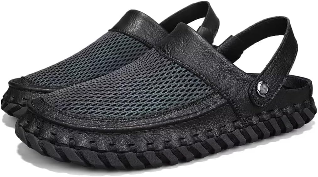 

Мужские сандалии Purfitall из кожи, пляжные сандалии для мужчин, закрытый носок, водонепроницаемые кроссовки, повседневные летние нескользящие сандалии для прогулок, походов и рыбалки, черный