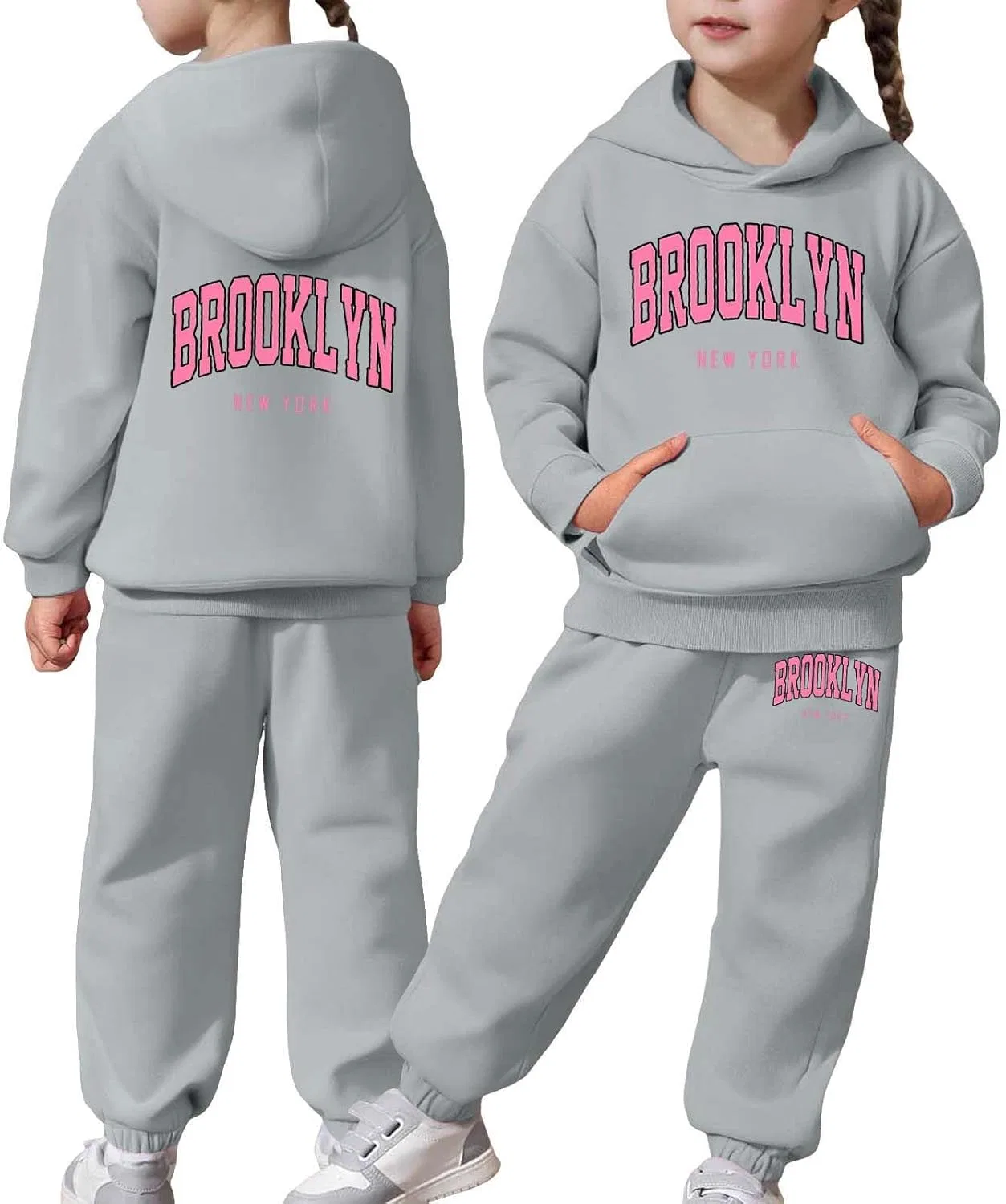Детский спортивный костюм с буквенным принтом Brooklyn, серый