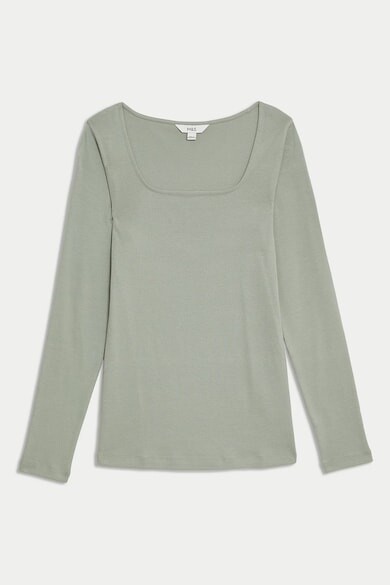 

Хлопковая блузка с квадратным вырезом Marks & Spencer, хаки