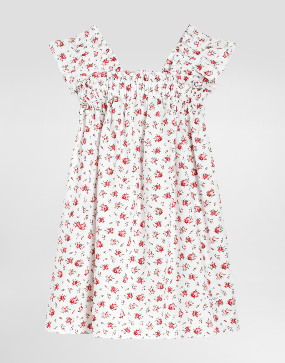 

Платье из поплина с мелким принтом роз DOLCE & GABBANA, мультиколор